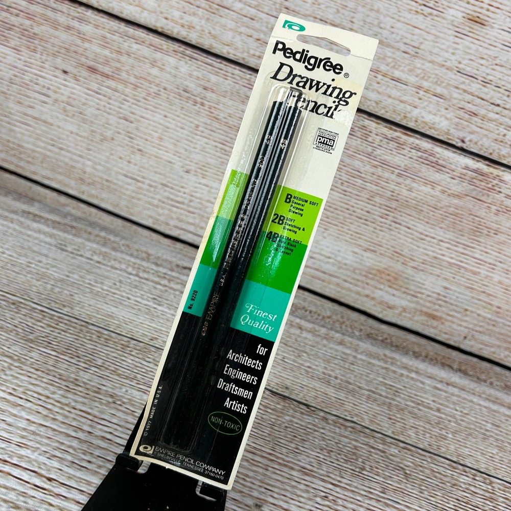 Vintage 1977 Empire Pedigree Drawing Pencils 4B Extra Soft 2 Pack USA Made 9220